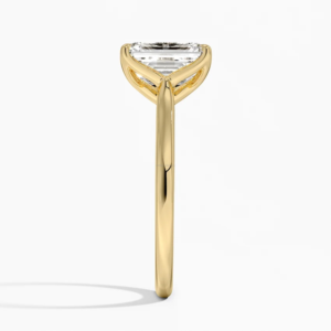 Anillo de Compromiso y Boda Minimalista con Diamante Cultivado en Laboratorio, Corte Esmeralda de 2 Quilates, Certificado IGI, Oro Amarillo de 14K para Mujer - Product Image 3