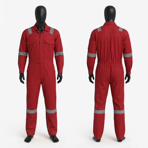 Premium <b>Waterproof</b> <b>Work</b> Coverall 240 GSM Cotton Polyester Twill Fabric Durable Breathable Comfortable Red CE Certified - Product Image 1