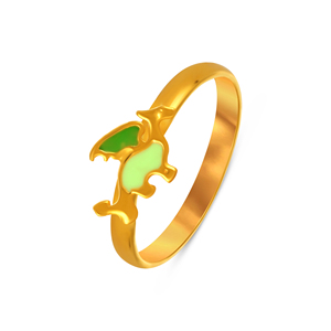 Mischievous Dragon Kid's Gold <b>Ring</b> 18K Gold Plated Green Enamel Leaf Open <b>Ring</b> for Kids Elegant Nature Inspired <b>Adjustable</b> <b>Ring</b> - Product Image 1