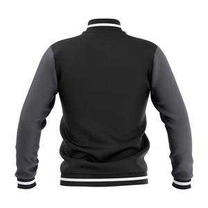 Chaqueta Bomber Casual de Otoño, Estilo Urbano, con Mangas de PU y Lana, Diseño Varsity, Ribete de Lona, Cierre de un Botón, Piel de Vaca - Product Image 3