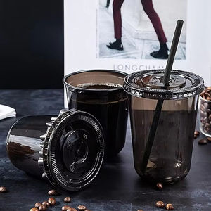 Vaso de Plástico Negro Desechable YAMAT de 12 oz, 14 oz, 16 oz, Vaso de Plástico Negro en Forma de U, Vaso para Té de Burbujas con Tapa y Logotipo Personalizado - Product Image 3