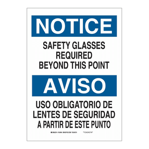 Panneau de signalisation bilingue (anglais/espagnol) « Lunettes de sécurité requises » 14x10 pouces en polycarbonate pour laboratoire et entrée - Product Image 3