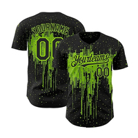 Maillot de baseball authentique à manches courtes, motif 3D noir et or Vegas, design artistique effet éclaboussures, le plus vendu pour tenues d'équipe personnalisées