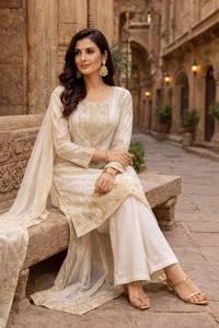 For Embroidered Elegant Women Salwar Kameez Set with Dupatta Long Sleeve Diwali Wedding Party Dress Indian Pakistani Outfit - Product Image 2