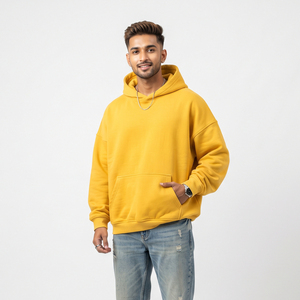 Sweat à capuche oversize pour homme en molleton de coton épais, style streetwear, avec logo personnalisé imprimé, pour l'hiver, décontracté - Product Image 1