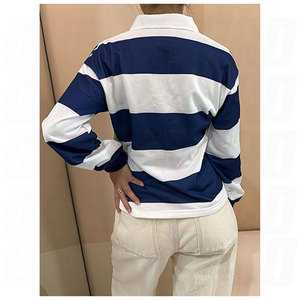Vêtements de sport personnalisés en gros pour équipes sportives, maillot de rugby à manches longues avec col en twill, chemises polo rayées de rugby emblématiques pour hommes, vêtements de sport - Product Image 6
