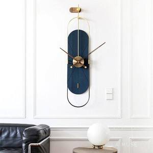 Modern Blue Gold Vertical <b>Wall</b> <b>Clock</b> Artistic Metal Decorative <b>Clock</b> Contemporary <b>Living</b> <b>Room</b> Accent - Product Image 1
