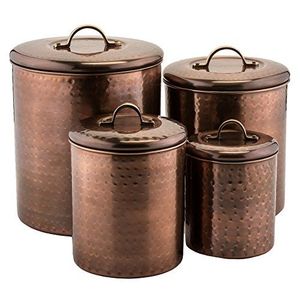 Hand Hammered Copper Kitchen Canister Set with Lids, Airtight Food Storage <b>Jars</b> for Tea Coffee Sugar, Premium Handmade Copperwar - Product Image 3