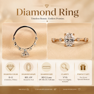 Anillo de Compromiso con Diamante Ovalado Cultivado en Laboratorio en Oro de 10K |   Claridad VVS-VS |   Joyería Fina de Lujo para Novias, Promesa Nupcial para Mujer - Product Image 6