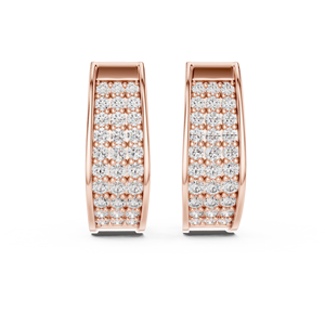Pendientes de Aro Redondos de Plata de Ley 925 con Baño de Oro Rosa de 18K y Circonitas Multicapa, Estilo Bali, Lujosos para Mujer - Product Image 2
