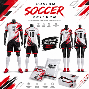 Uniforme de Fútbol Personalizado Sublimado, Cuello en V, Manga Corta, Unisex, para Adultos, Transpirable, Absorbe la Humedad, Poliéster 3D, con Nombre del Equipo y Logotipo - Product Image 1