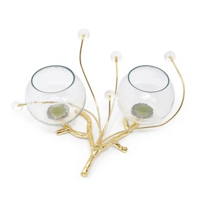 Bols décoratifs en verre faits à la main avec support en métal doré, design glamour, idéal pour la décoration de fête, vente en gros depuis l'Inde - Product Image 2