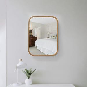 Espejo de Pared Moderno de Mediados de Siglo con Forma de Pastilla y Madera Curvada - Product Image 1