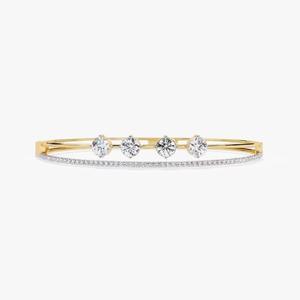 <b>Rose</b> Gold Plated Diamond Bangle Bracelet Round Brilliant Cut Claw Setting Geometric Luxury Women's Everyday Wear Jewelry - Product Image 4