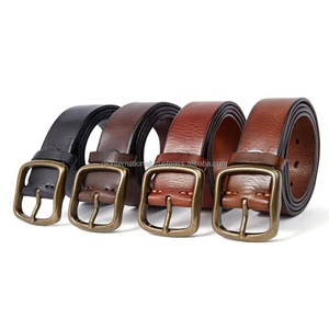 Ceinture décontractée en cuir de qualité supérieure marron noir et beige sur mesure pour ceintures de mode unisexes à boucle en métal en laiton antique - Product Image 3