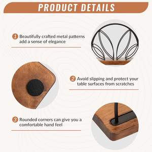 Porte-serviettes en bois pour table, support de serviettes avec base en bois pour serviettes carrées, pour cuisine, bar à cocktails, comptoir de salle à manger - Product Image 6