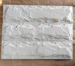 Natural Sandstone Exterior Wall Cladding with Bush Hammered Finish <b>Mint</b> White and Pure White Colors Cut-To-Size - Product Image 1