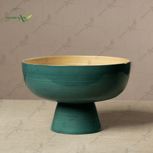 Tendance du moment : saladier sur pied en bambou naturel, écologique, artisanal, design classique, personnalisable, pour la maison, le restaurant, les fêtes - Product Image 1