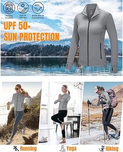 Women's Gray Long Sleeve Zipper Dance Warm-Up Jacket Training Tops Polyester Adult Stage Dancerwear - Product Image 4
