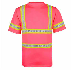 Chemise de sécurité à manches courtes haute visibilité respirante et ignifuge avec tissu réfléchissant 100% polyester pour la sécurité routière - Product Image 1