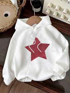 เสื้อฮู้ดซิปหน้าสำหรับผู้หญิงไซส์ใหญ่ ลายดาวสีแดง ผ้าฟลีซโพลีเอสเตอร์ 100% ป้องกันขนร่วง โลโก้ด้านหน้า แขนยาว - Product Image 2