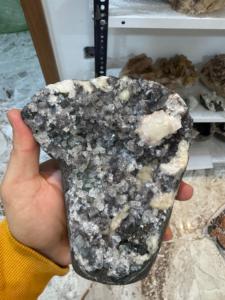 Natural Black Chalcedony White Stilbite <b>Crystal</b> <b>Cluster</b> | Premium Mineral Collection Stone - Product Image 1