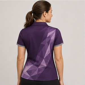 Custom Deep <b>Purple</b> Faceted Polygon Womens <b>Polo</b> <b>Shirt</b> Quick Dry Breathable Short Sleeve Golf Team Uniform WPS-0854 - Product Image 3
