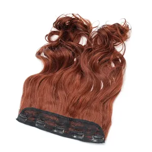Perruque longue bouclée rougeâtre en cheveux indiens Remy, sans colle, avec base en soie élastique, texture ondulée naturelle, densité 100 %, longueur personnalisable - Product Image 4