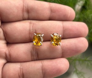 Boucles d'oreilles en citrine facettée, pierre précieuse ovale, argent sterling 925, bijoux délicats faits à la main pour femmes, bijoux fins - Product Image 5