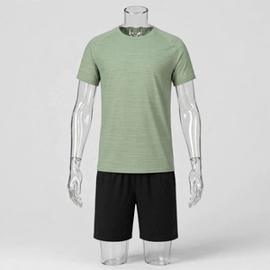 Wholesale Summer Men's Casual Shorts <b>Set</b> Plain Color Solid 100% Cotton Jersey Quick Dry Knitted Pocket Customized Logo <b>Twin</b> <b>Set</b> - Product Image 2