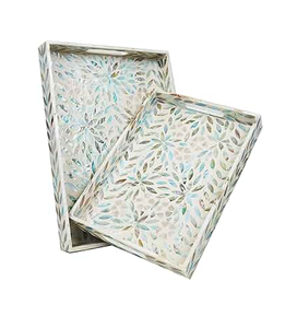 Plateau en nacre, meilleurs cadeaux, rangement, plateau rond en forme de feuille pour la maison et le restaurant, plateau décoratif en nacre - Product Image 2