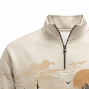 Premium Winter Half Zip Men's Custom Logo Quarter Zip Pullover Heavyweight Cotton Fleece Eco-Friendly Gym Sportswear - Product Image 3