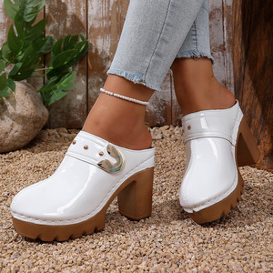 รองเท้าส้นเตารีดแบบสวมสำหรับผู้หญิง ปี 2026 สไตล์ยุโรปอเมริกัน ไซส์ใหญ่ รองเท้าส้นสูงแฟชั่น รองเท้าผู้หญิง - Product Image 3