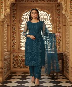 Conjunto de Top y Pantalón de Algodón con Bordado de Red de Estilo Moderno Indio, Último Diseño de Dupatta de Diseñador, Ropa Festiva, Precio al por Mayor, Prenda Étnica - Product Image 2