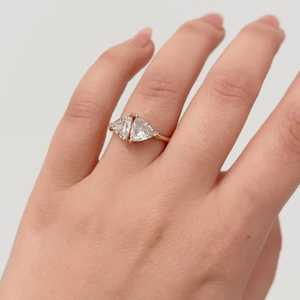 Wholesale 2 Carat 14K Gold Trillion Cut Engagement <b>Rings</b> 3 Prong Set Toi Et Moi <b>Two</b> Lab Grown Diamond Bands Anniversary <b>Ring</b> IGI - Product Image 2