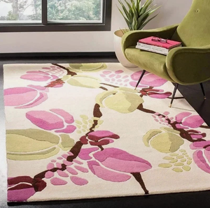 Tapis faits main en laine bouclée tuftée – Tapis modernes écologiques antidérapants et rembourrés, adaptés aux animaux domestiques, en violet et vert, pour salles de prière - Product Image 2