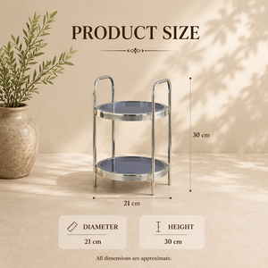 Support à fruits de luxe en acier inoxydable à deux niveaux avec piédestal finition or – Présentoir élégant pour desserts, collations et centre de table - Product Image 3