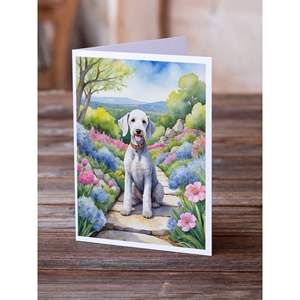 Bedlington Terrier Whimsical Spring Garden Tarjetas de felicitación Paquete de 8 A7 Tamaño 5x7 Tarjetas de nota en blanco con sobres - Product Image 2