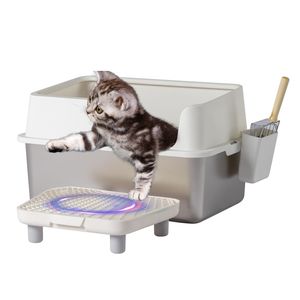 Lettiera per Gatti Extra Large in Acciaio Inossidabile con Bordi Alti e Filtro a Pedale per Gatti di Taglia Grande - Product Image 4