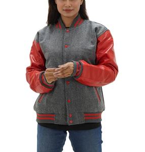 Vestes universitaires pour femmes personnalisées en gros Nouveau style tendance Cuir de vachette en laine Broderie en lin Tissu tissé d'hiver OEM - Product Image 5