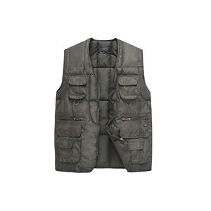 Gilet matelassé streetwear pour homme en laine et polyester, col montant, fermeture éclair, couleur unie, écologique, brodé, pour l'hiver - Product Image 1