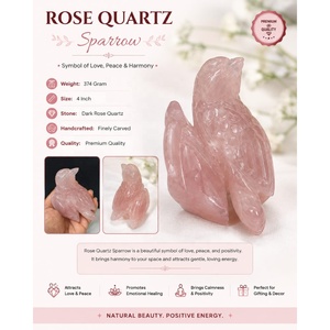 Figurines sculptées en quartz rose naturel, polies, Feng Shui, méditation, guérison, amour, décoration pour la maison et le bureau - Product Image 4