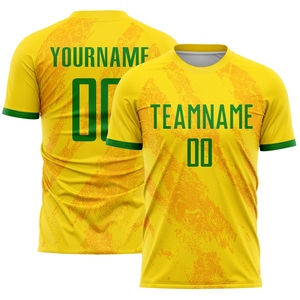Venta al por Mayor Directa de Fábrica OMMIZ INDUSTRY, Uniforme de Fútbol Personalizado Sublimado en Verde Hierba Dorado - Product Image 1