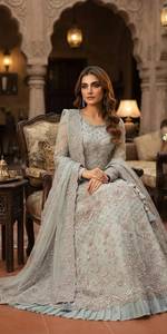 Elegant <b>Light</b> <b>Blue</b> Silk <b>Lehenga</b> Choli Floor Length Traditional Wedding Dress For Women India Pakistan 2026 - Product Image 1