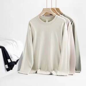 T-shirt à manches longues en coton pour hommes, garçons et filles, col rond, personnalisable avec étiquette privée - Product Image 3