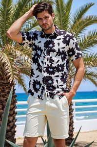 Camisa Hawaiana Floral de Algodón para Hombre, Camisa de Diseñador de Manga Corta para Playa Tropical Aloha, Venta al por Mayor - Product Image 3
