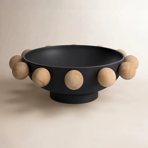 Bol de service décoratif en bois fait main, design minimaliste, finition naturelle non traitée, pour la décoration de la maison et le service des aliments - Product Image 1