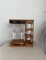 Support décoratif de table en bois portable style ferme pour verres à vin et bouteilles, idéal pour restaurants, bars et cadeaux promotionnels