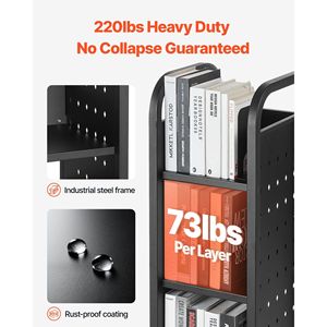 Carrello Porta Libri a L Monofacciale con Ruote, Capacità 100 kg, 32x35x93 cm - Product Image 3