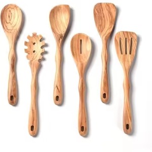 Trending 6Pcs Light Beechwood Cooking <b>Set</b> Long Handle <b>Spatula</b> Pasta Fork Slotted Spoon Wooden Utensils for Nonstick Utensils - Product Image 5